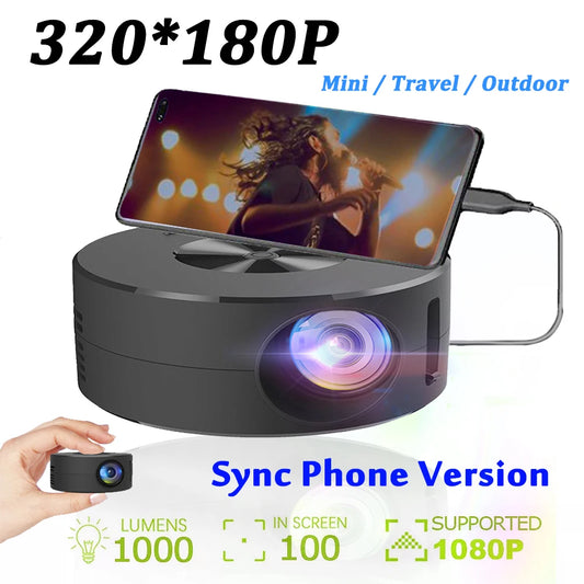 Mini Projector Screen 180P 4K Wire Projector Phone 360 Home Theater