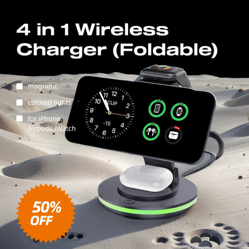 3 in 1 Magnetic Wireless Charger Rotatable and Foldable for IPhone 15