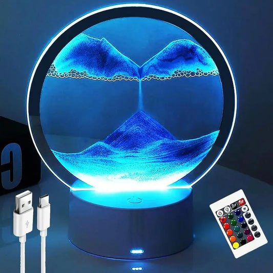 LED RGB Sandscape Lamp Moving Sand Art Night Light with 16 Colors