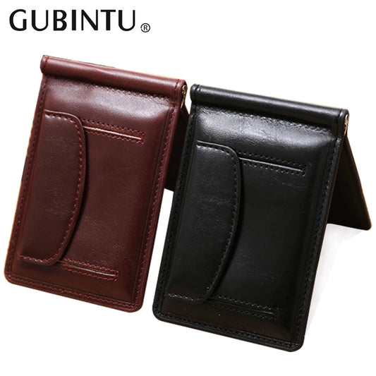 New Fashion Small Men's Leather Money Clip Wallet With Coin Pocket
